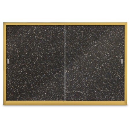 United Visual Products Sliding Door Indoor Enclosed Corkboard, 7 UV9027ACS-GOLD-PEARL